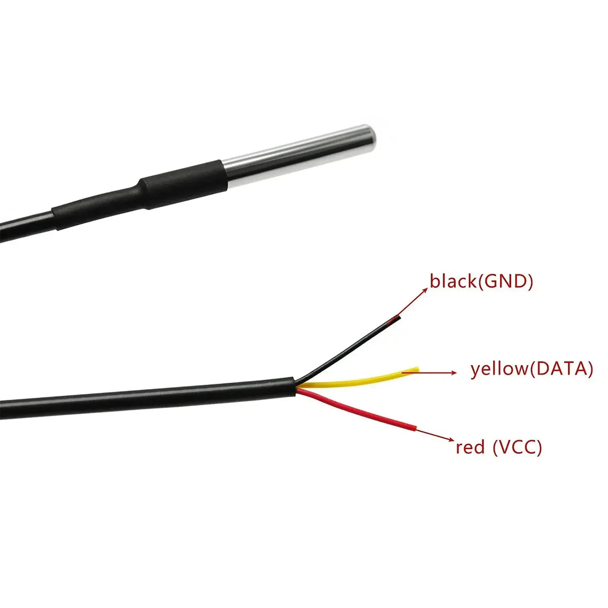 DS18B20 Stainless Steel Temperature Sensor Probe Pinout