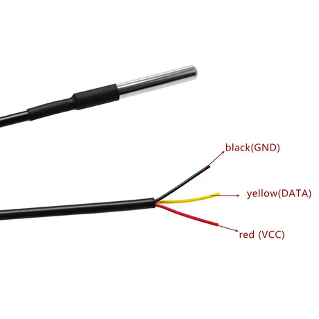 DS18B20 Stainless Steel Temperature Sensor Probe Pinout