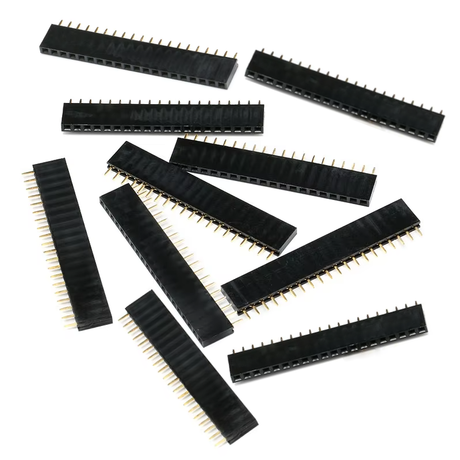 10 Pack 20 Pin Female Header 2.54mm Single Row - (1×20)