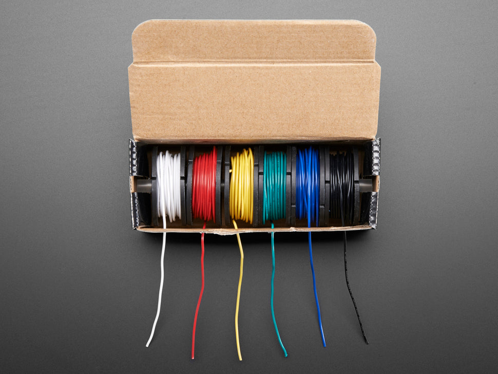 Hook-up Wire Spool Set - 22AWG Solid Core - 6 x 25 ft
