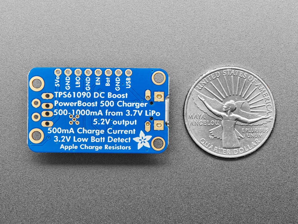 Adafruit PowerBoost 500 Charger - Rechargeable 5V Lipo USB Boost @ 500mA+