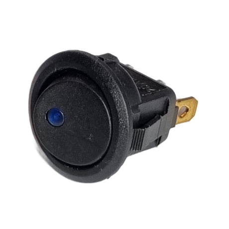 Round Illuminated Rocker Switch – ON/OFF, 3-Pin, Blue LED, 23mm