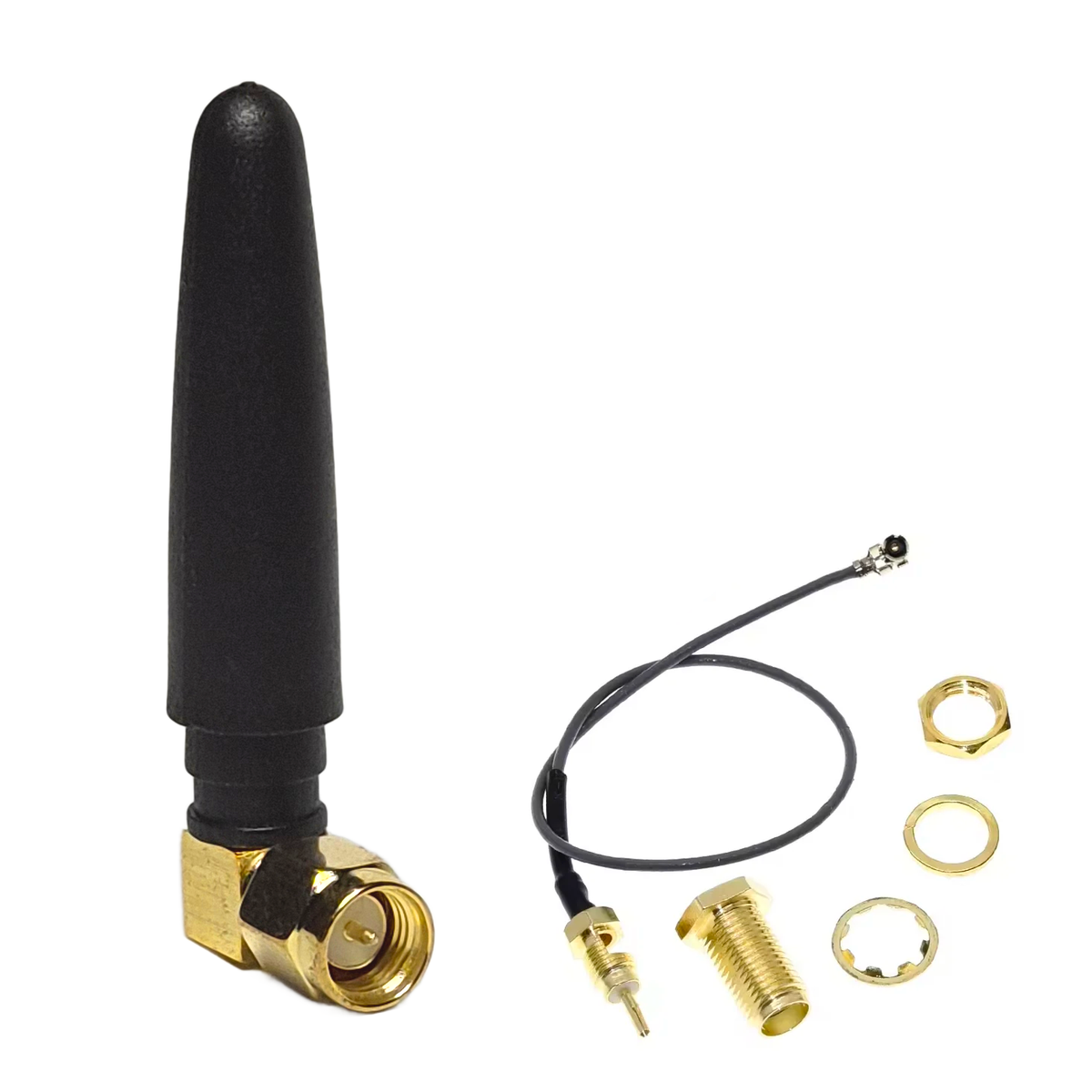 700-2700MHz 5dBi 4G LTE SMA Male Antenna with U.FL (IPEX) Adapter Cable - Angled Compact 5cm