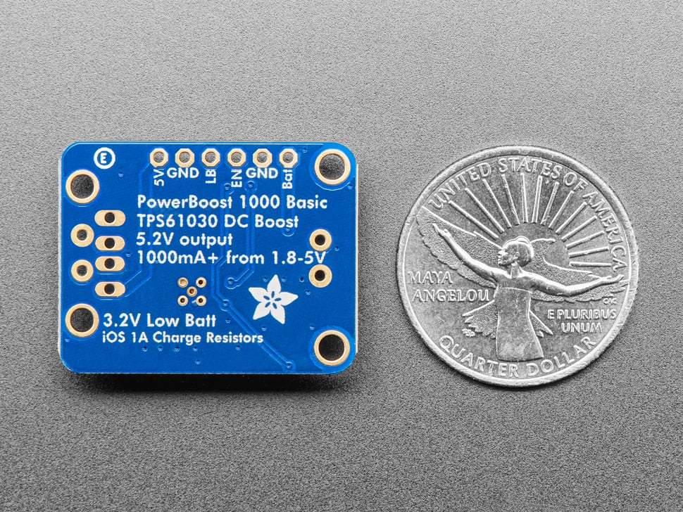 Adafruit PowerBoost 1000 Basic - 5V USB Boost @ 1000mA from 1.8V+