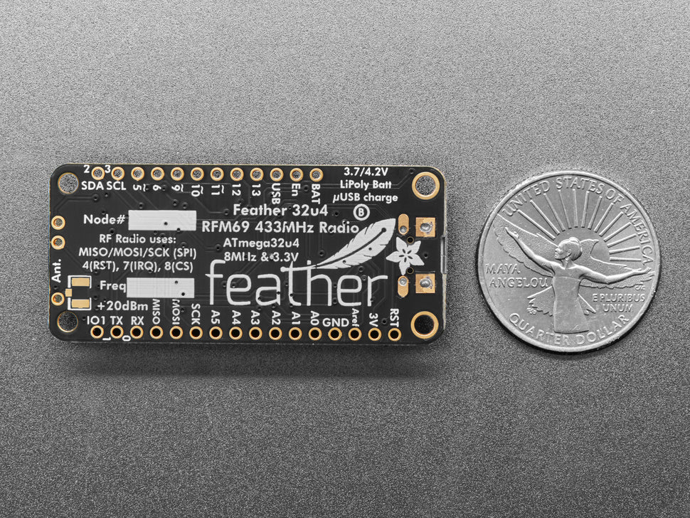 Adafruit Feather 32u4 with RFM69HCW Packet Radio - 433MHz - RadioFruit