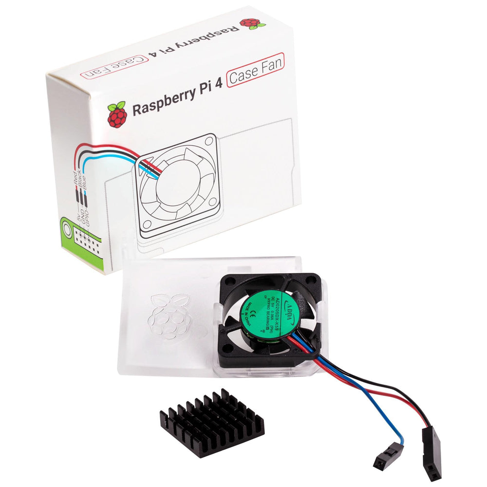 Raspberry Pi 4 Case Fan with packaging on a white background