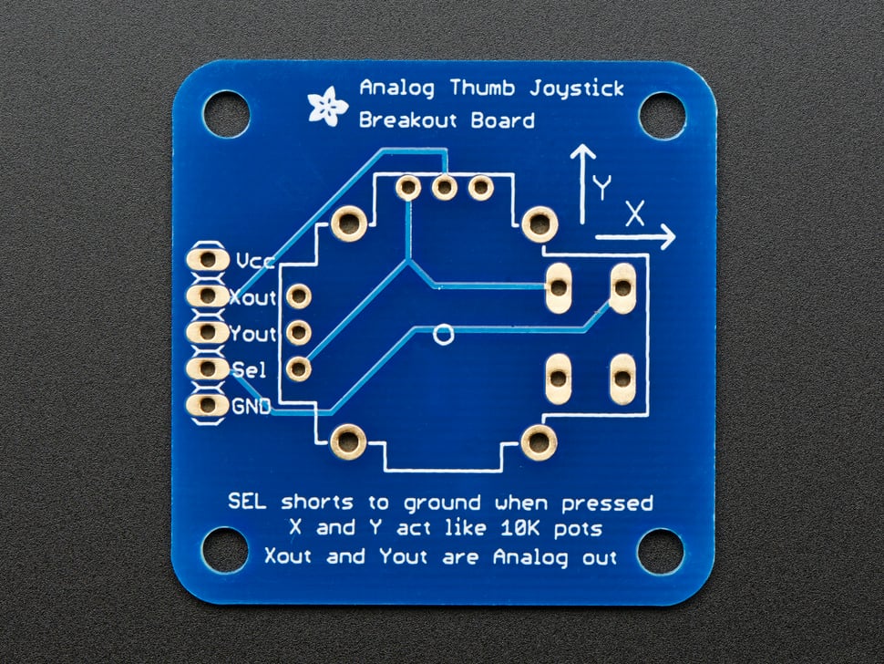 Adafruit Analog 2-axis Thumb Joystick with Select Button + Breakout Board
