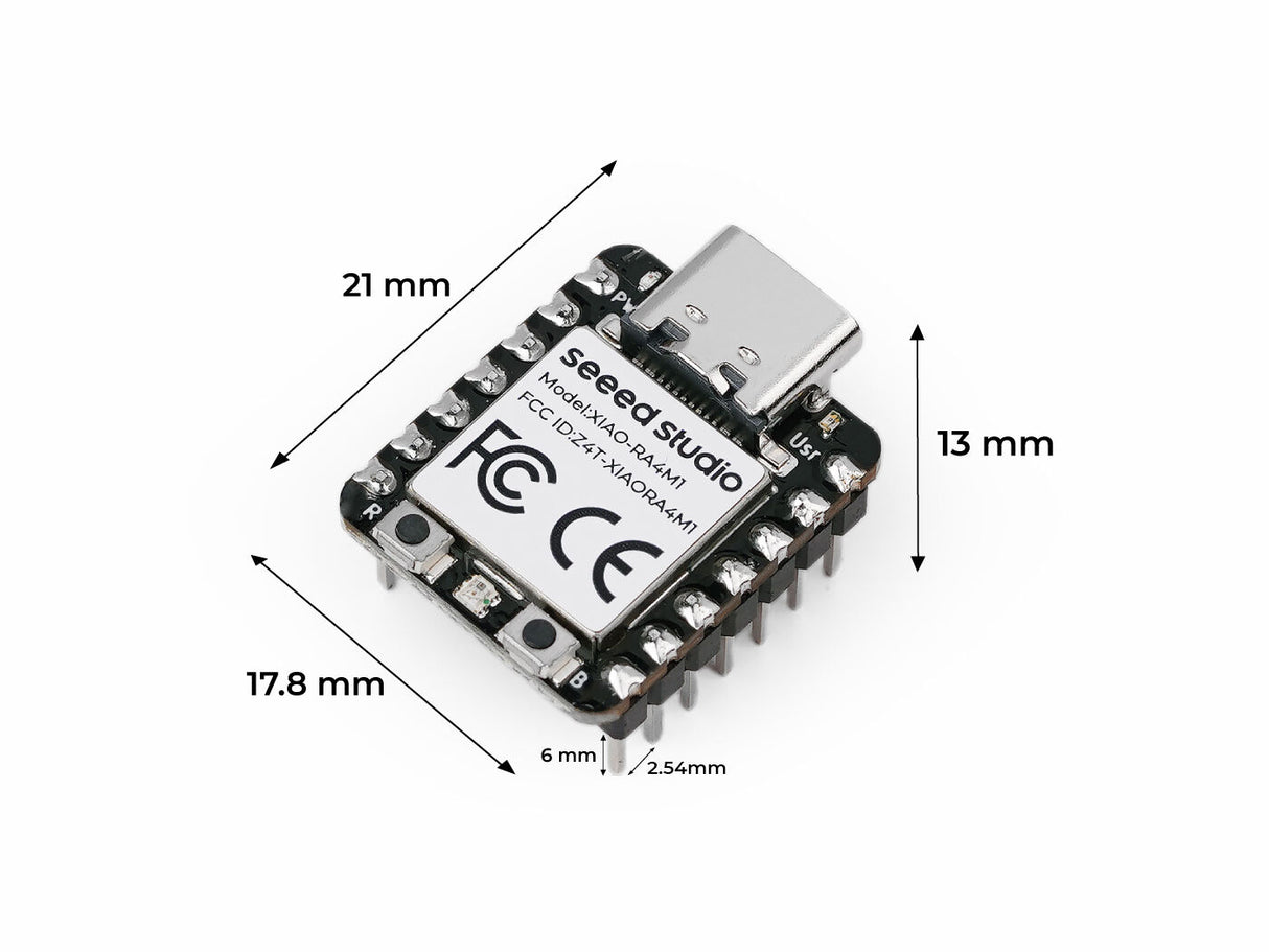 Seeed Studio XIAO RA4M1 - Soldered Dimensions
