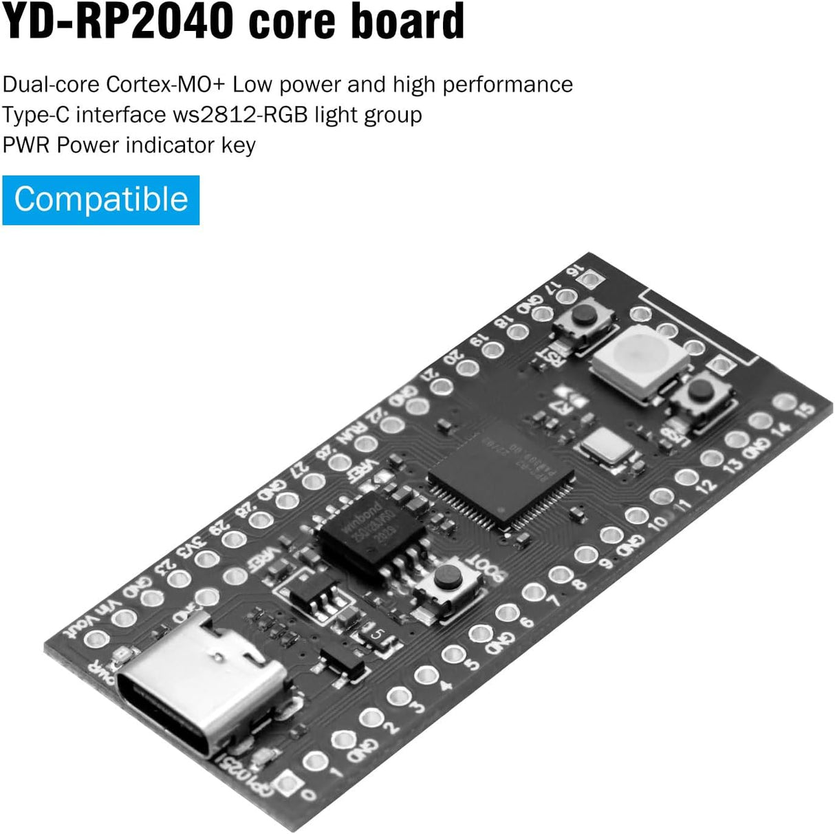 RP2040 Development Board 16MB Flash - Raspberry Pi Pico Compatible