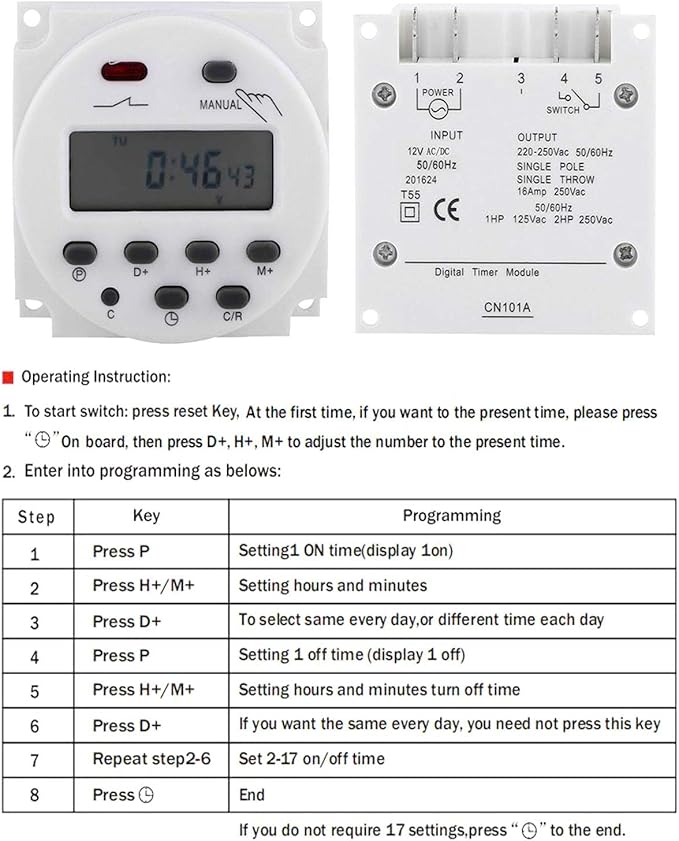5V Programmable Timer Relay Operating Instructions