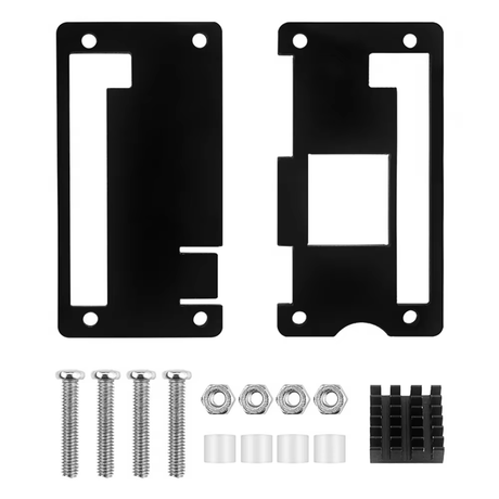 Black Acrylic Case For Raspberry Pi Zero W / 2W + Heatsink