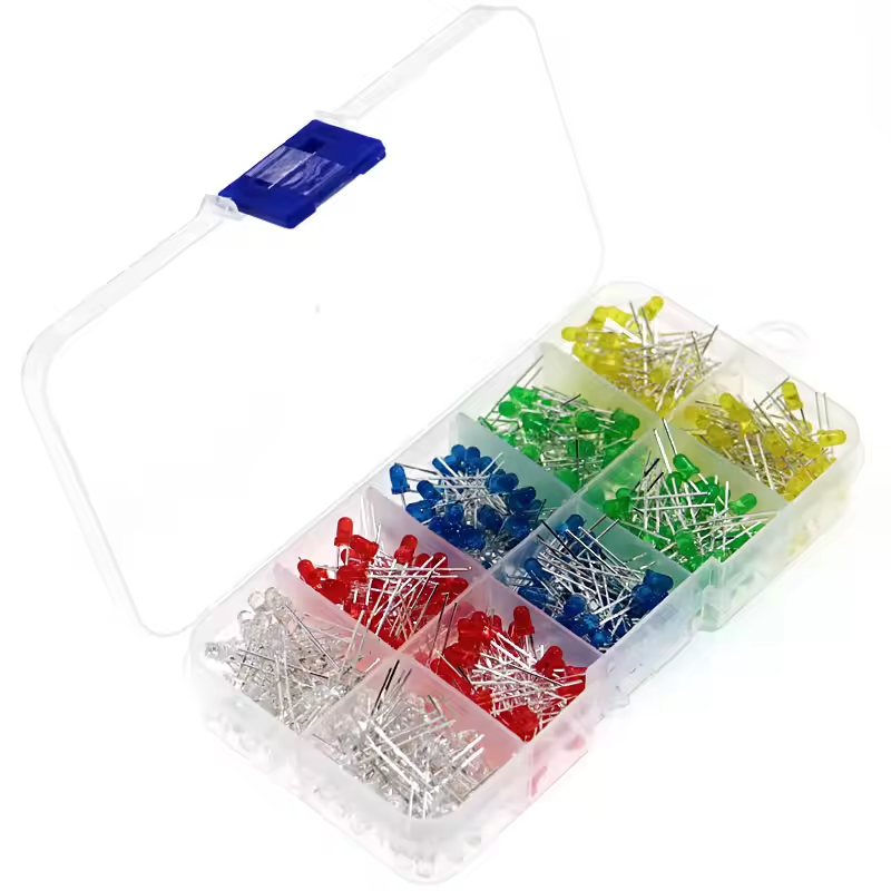 500pcs Assorted 3mm LED Kit – White, Red, Blue, Green & Yellow