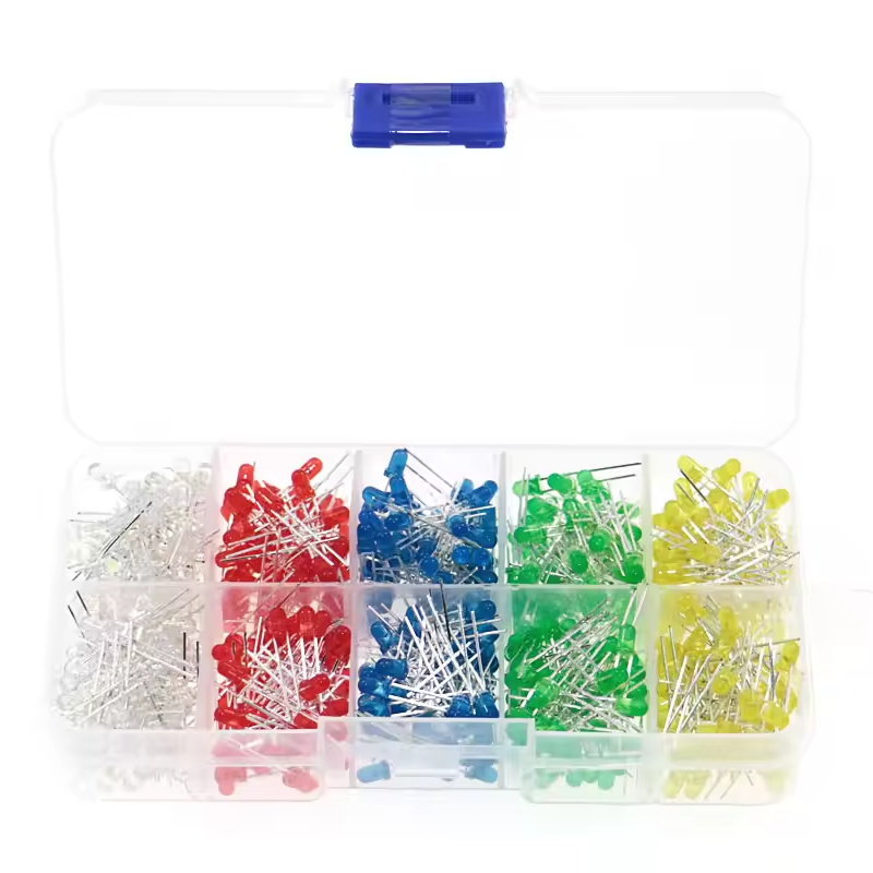 500pcs Assorted 3mm LED Kit – White, Red, Blue, Green & Yellow