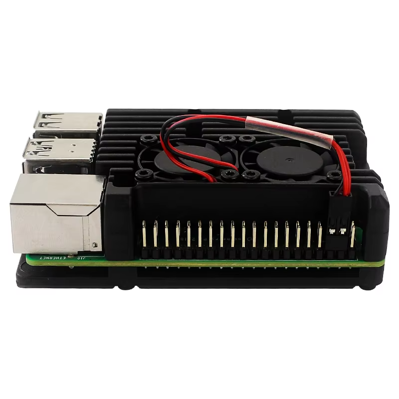 Dual Fan Metal Aluminum Case For Raspberry Pi 4 Black