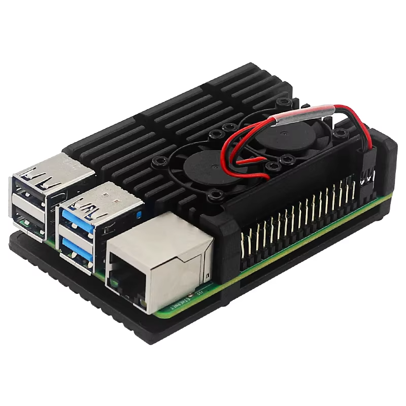 Dual Fan Metal Aluminum Case For Raspberry Pi 4 Black