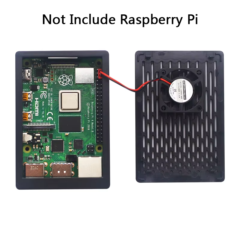 ABS Case For Raspberry Pi 4 Black + Fan