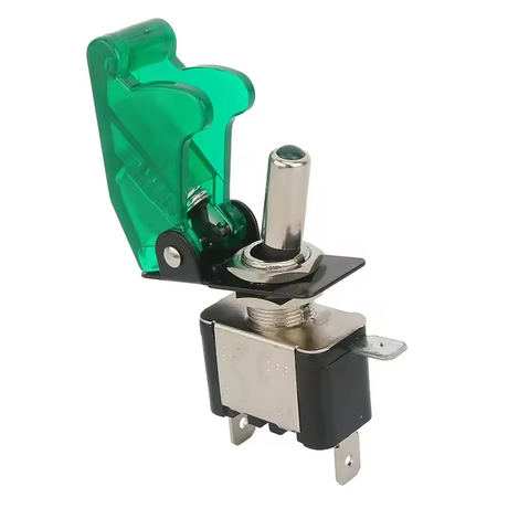 Green LED Toggle Switch – Missile Style, 3-Pin, Heavy Duty SPST