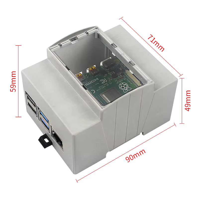 DIN rail ABS Case for Raspberry Pi 5 Dimensions
