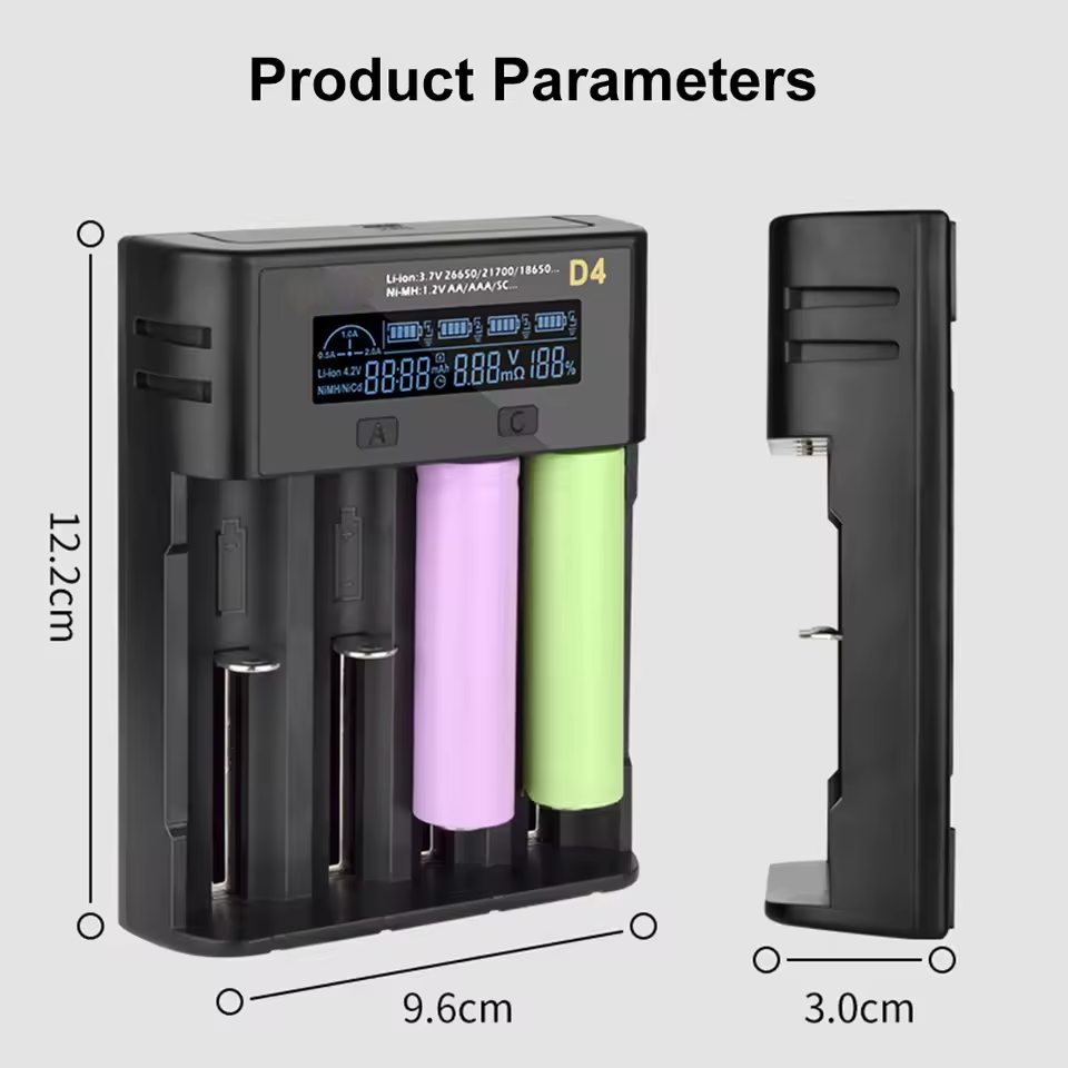 4 Slot Universal Battery Charger With LCD - 18650 Compatible