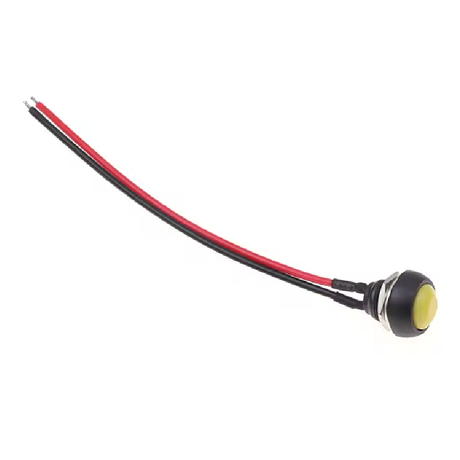 Pre-Wired Yellow Momentary Push Button Switch – ON/OFF 12mm
