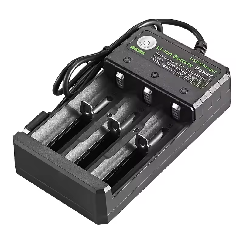 18650 Battery Charger 3-Slot Universal USB Smart Charger