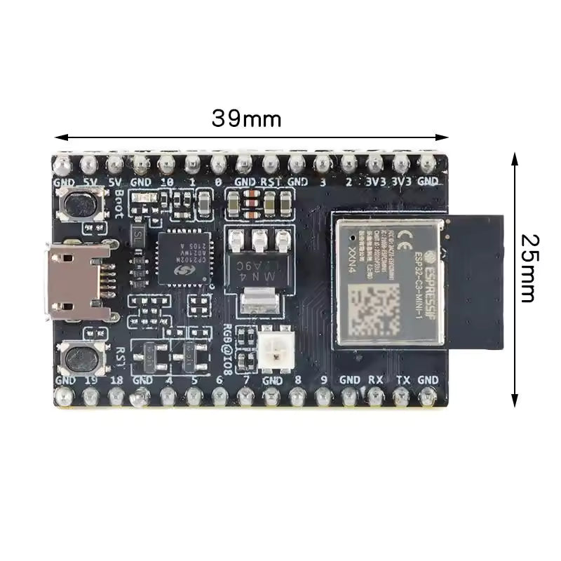 ESP32-C3-DevKitM-1 Development Board With ESP32-C3-MINI-1 Module Dimensions