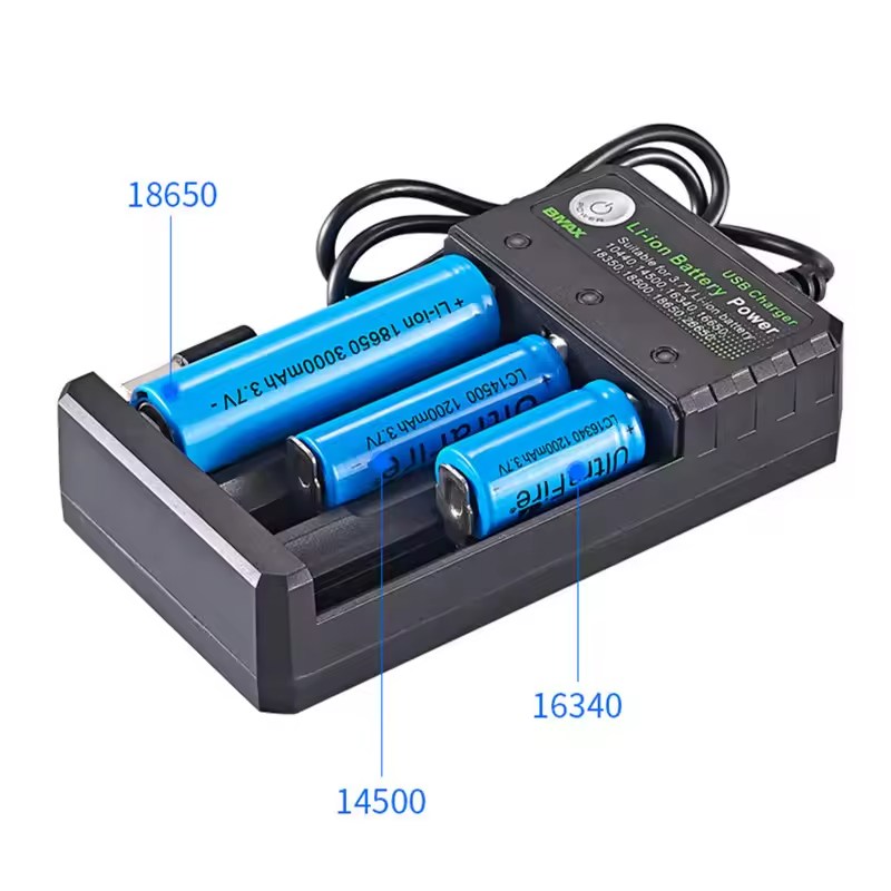 18650 Battery Charger 3-Slot Universal USB Smart Charger