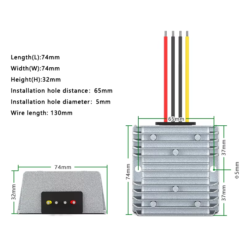 12V to 24V 10A DC-DC Boost Converter Voltage Booster Dimensions