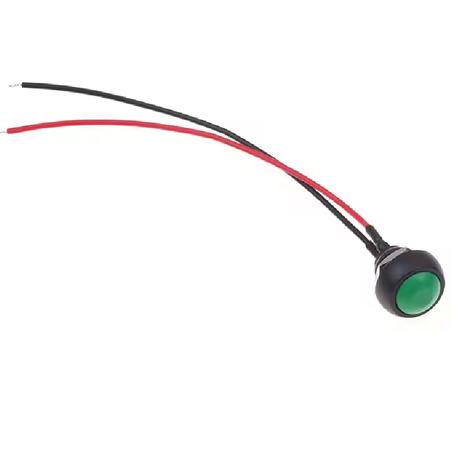 Pre-Wired Green Momentary Push Button Switch – ON/OFF 12mm