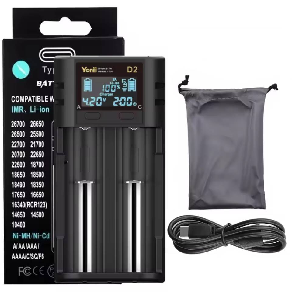 2 Slot Universal Battery Charger With LCD - 18650 Compatible