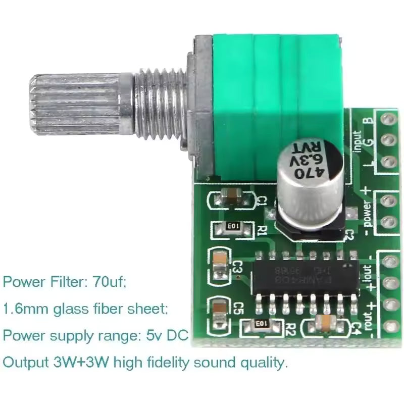 PAM8403 5V Audio Amplifier Board 2 Channel 3W with Volume Control