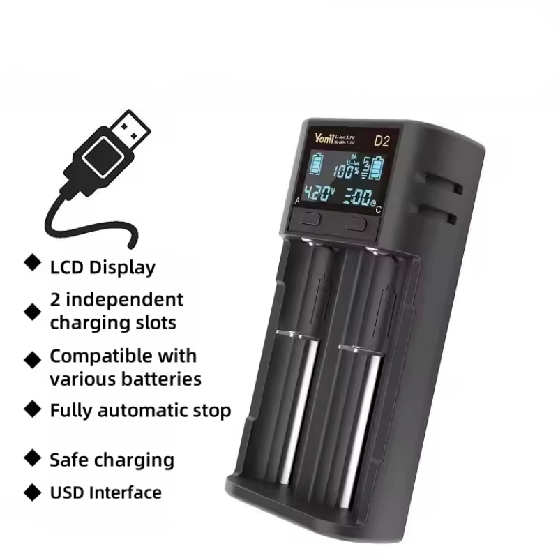 2 Slot Universal Battery Charger With LCD - 18650 Compatible