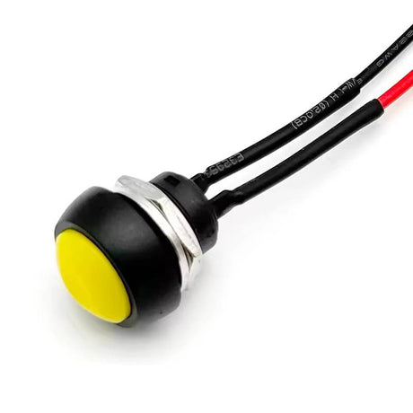 Pre-Wired Yellow Momentary Push Button Switch – ON/OFF 12mm