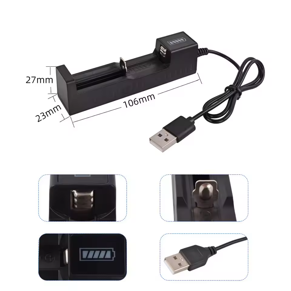 18650 Battery Charger 1-Slot Universal USB Smart Charger