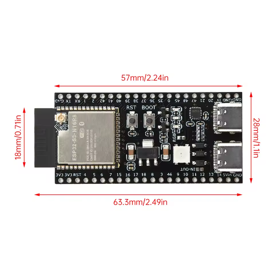 ESP32 S3 DevKitC-1 N16R8 + 2.4GHz Antenna