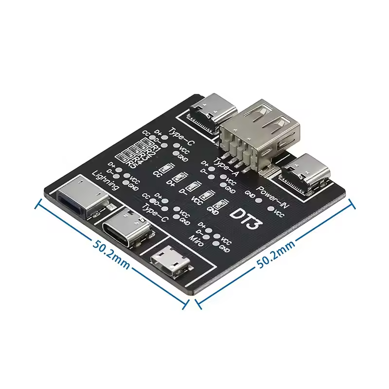 DT3 Data Cable Detection Board – USB-A, Type-C, Lightning, Micro-USB Tester