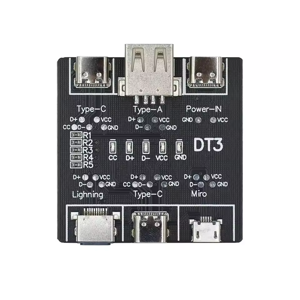 DT3 Data Cable Detection Board – USB-A, Type-C, Lightning, Micro-USB Tester