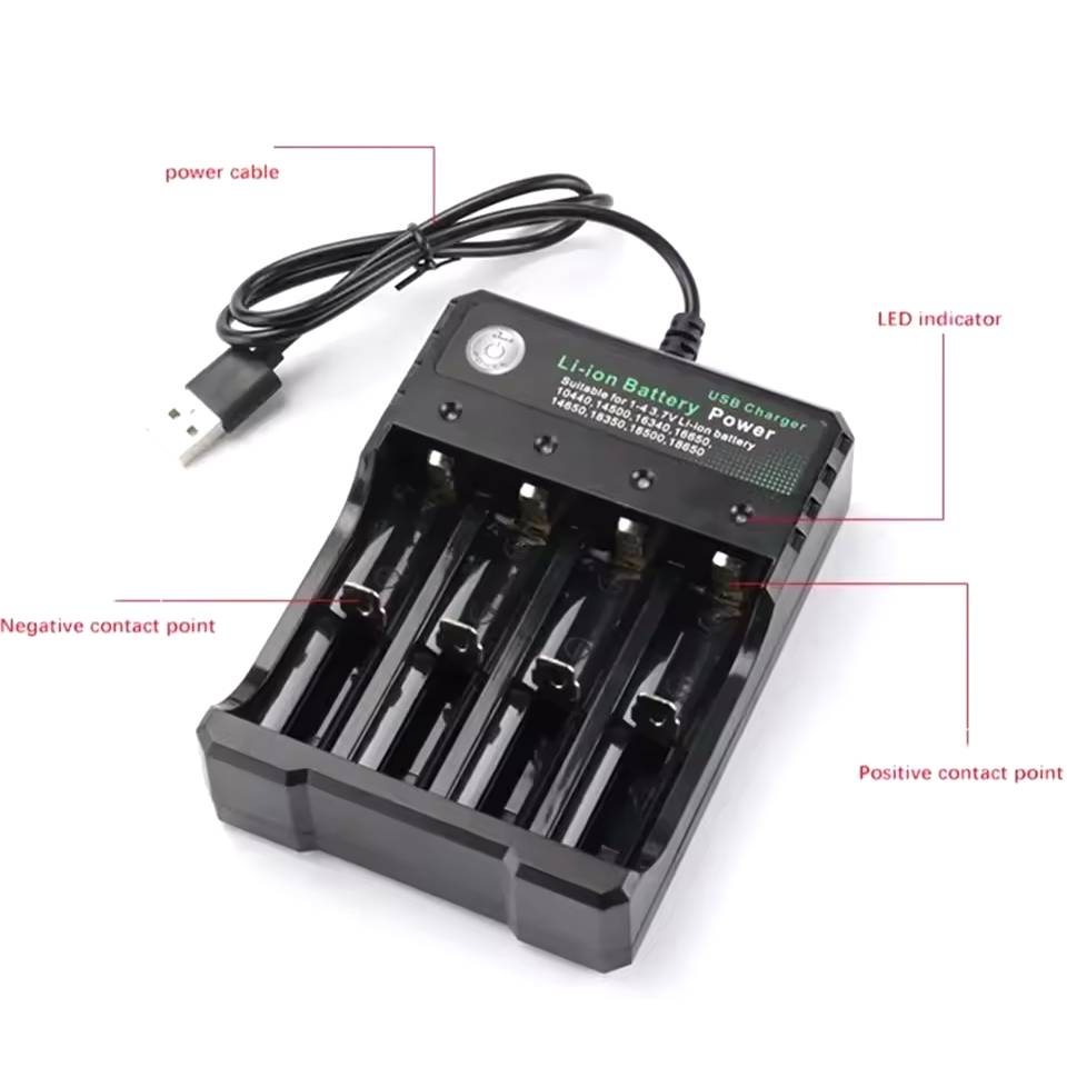 18650 Battery Charger 4-Slot Universal USB Smart Charger
