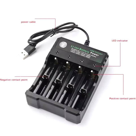 18650 Battery Charger 4-Slot Universal USB Smart Charger