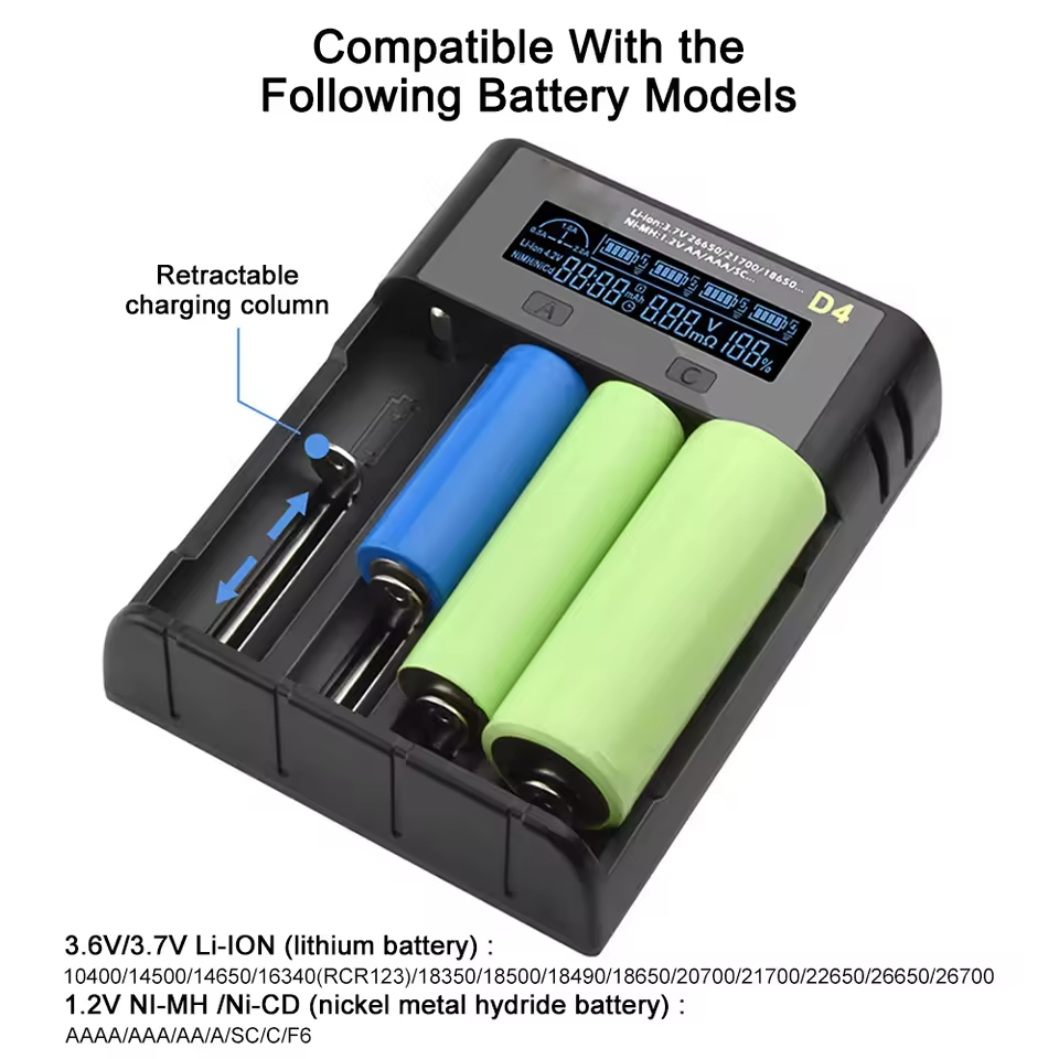 4 Slot Universal Battery Charger With LCD - 18650 Compatible