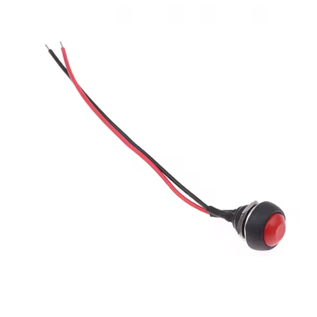 Pre-Wired Red Momentary Push Button Switch – ON/OFF 12mm