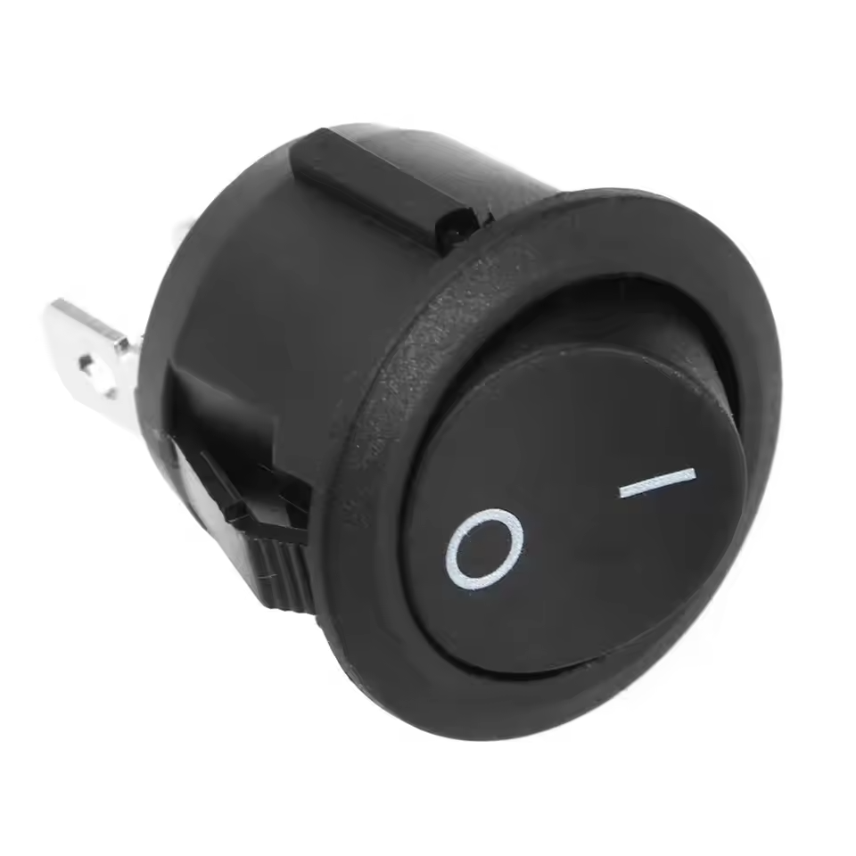 Round SPST Rocker Switch – ON/OFF, 2-Pin