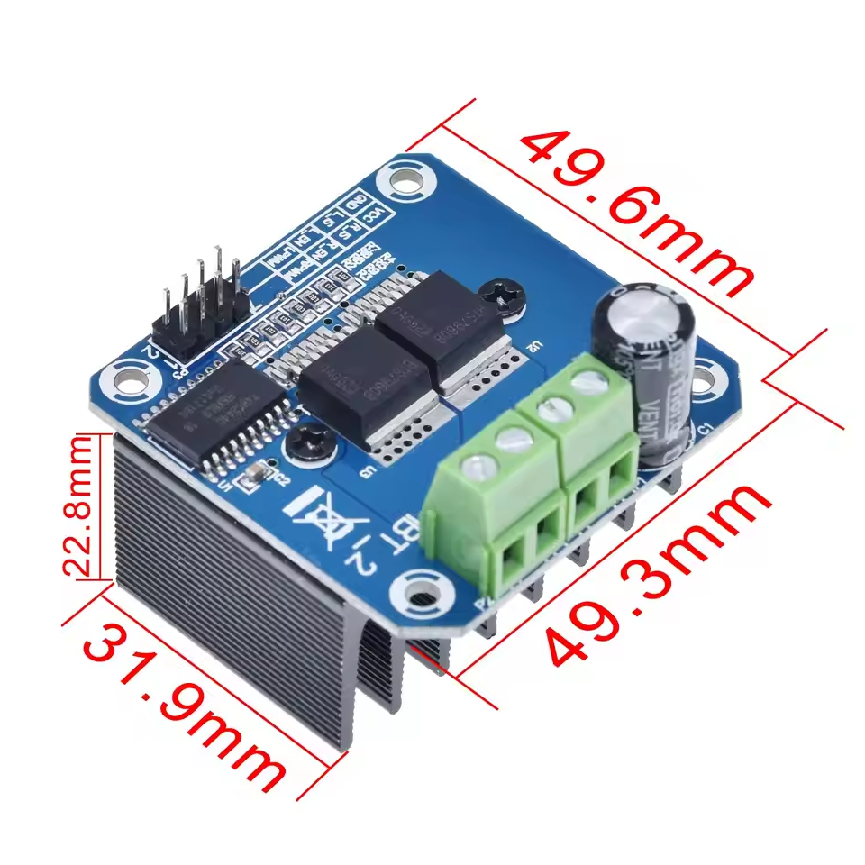 BTS7960B 43A High-Power H-Bridge Motor Driver Module Dimensions