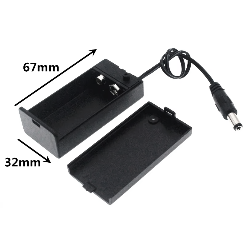 9V Battery Holder Case With DC 5.5mm × 2.1mm Plug & ON / OFF Switch
