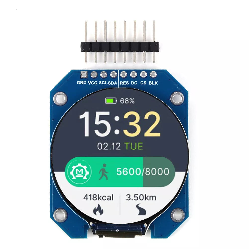 1.28" Round TFT LCD Display GC9A01 IPS 240x240 for Arduino (2.8–3.3V)
