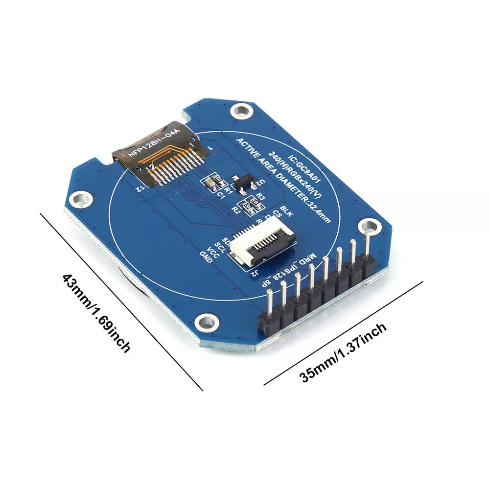 1.28" Round TFT LCD Display GC9A01 IPS 240x240 for Arduino (2.8–3.3V)