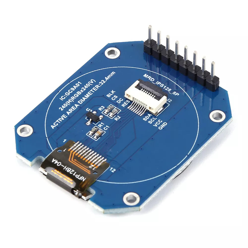 1.28" Round TFT LCD Display GC9A01 IPS 240x240 for Arduino (2.8–3.3V)
