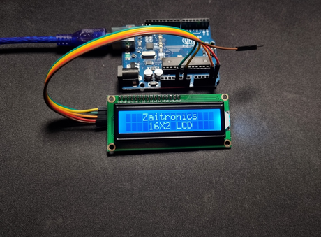 16X2 LCD with Arduino Uno displaying Zaitronics