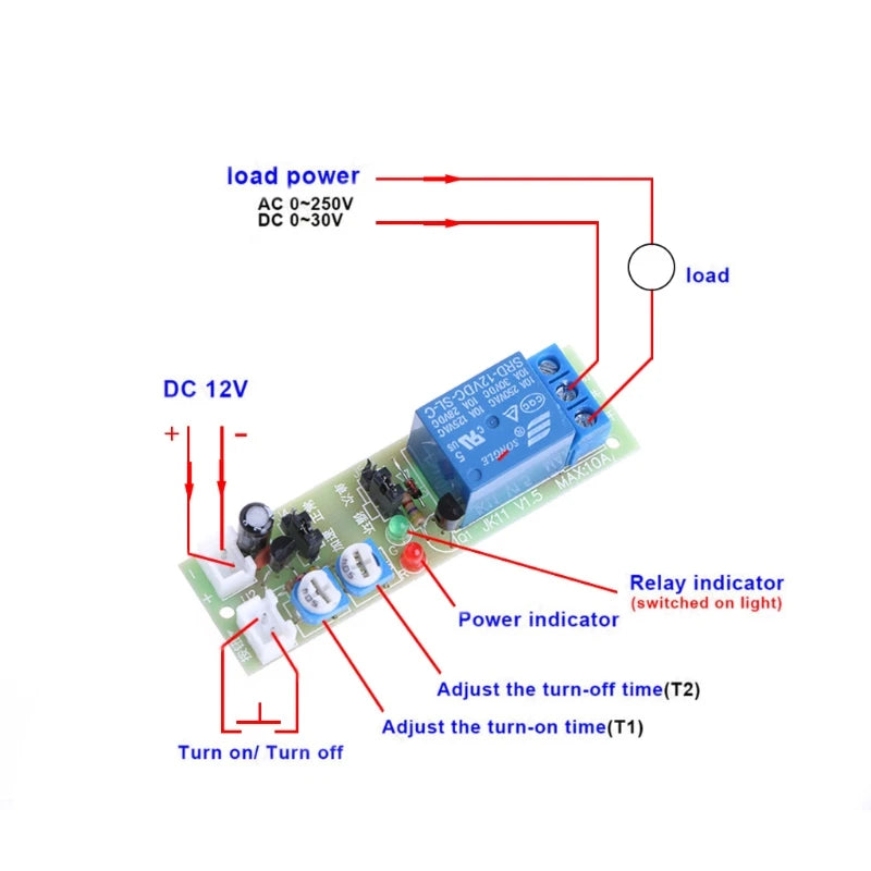 DC 5V/12V/24V ON OFF Module Infinite Loop Cycle Delay Relay Timer