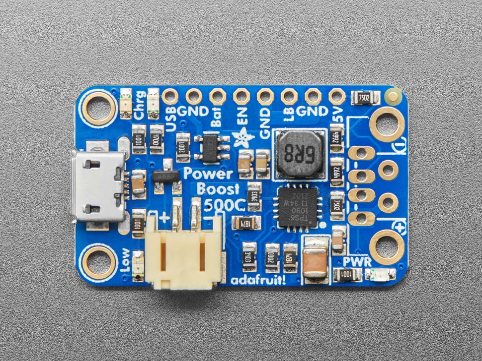Adafruit PowerBoost 500 Charger - Rechargeable 5V Lipo USB Boost @ 500mA+